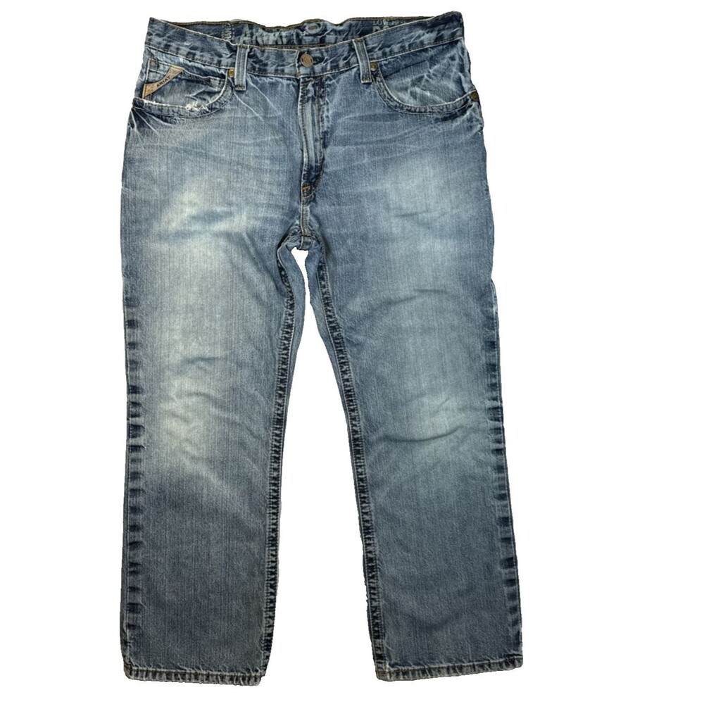 Ariat M4 Low Rise Boot Cut Jeans Legacy 38x30 Relaxed Fit Distressed Denim